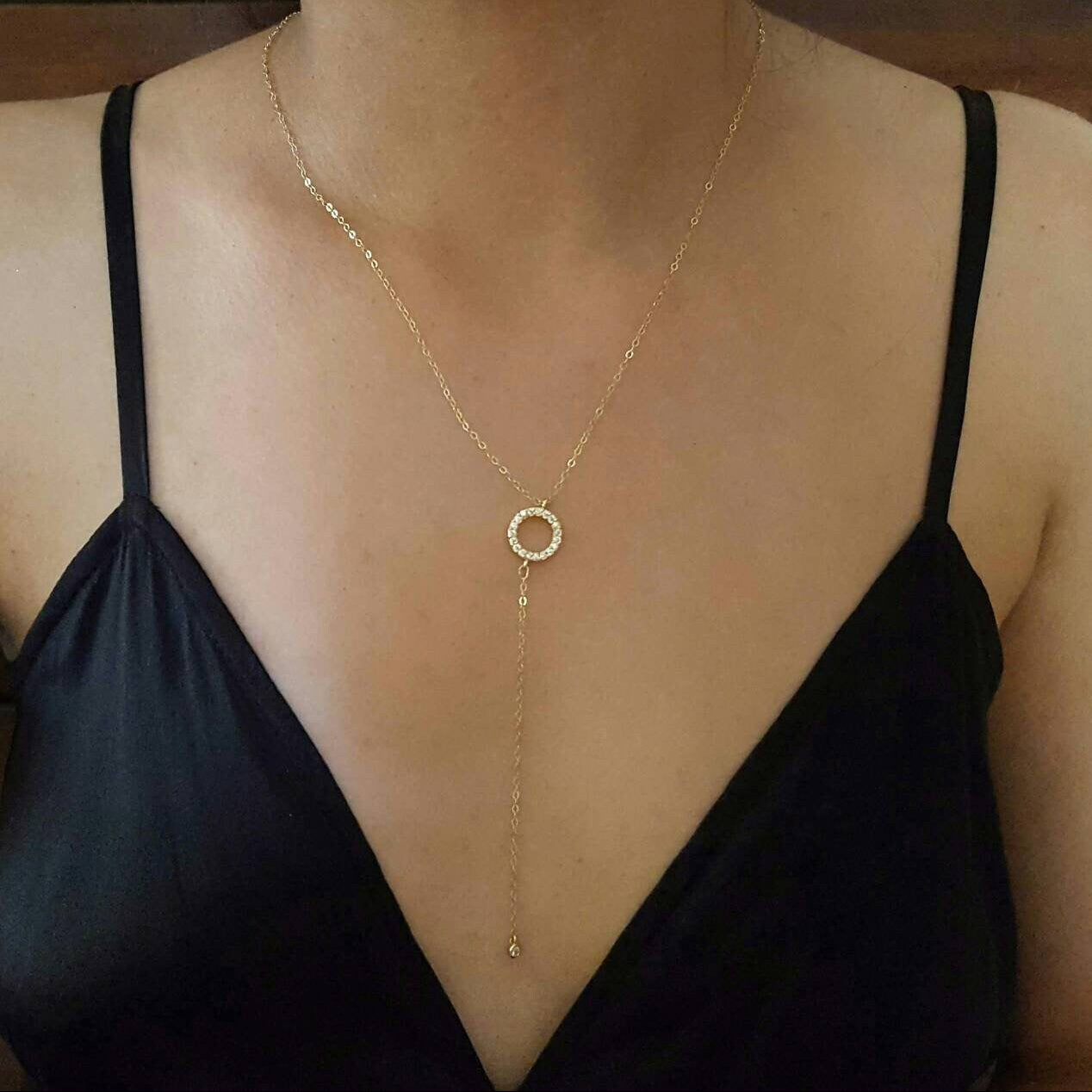 Shiny Circle Y Necklace