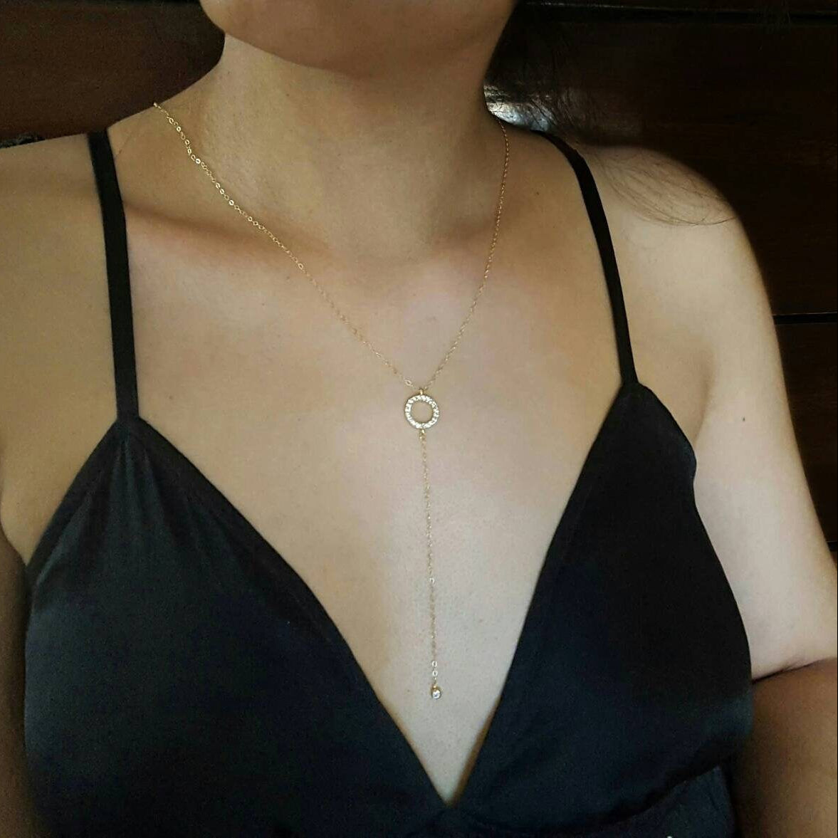 Shiny Circle Y Necklace