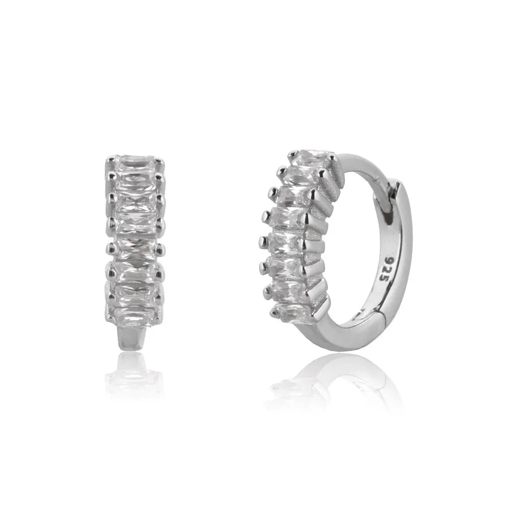 Square Crystal Huggie Hoop Earrings