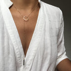 Cirlce & Bar Lariat Necklace