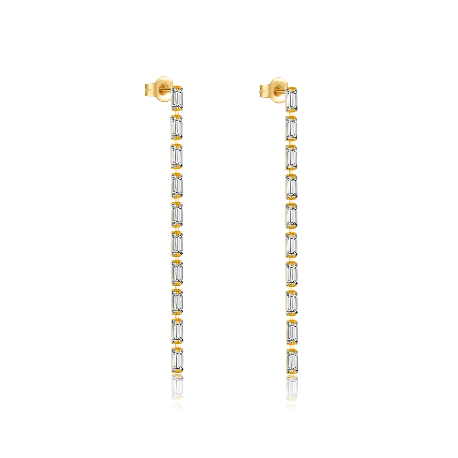 Geometric Crystal Long Drop Earrings