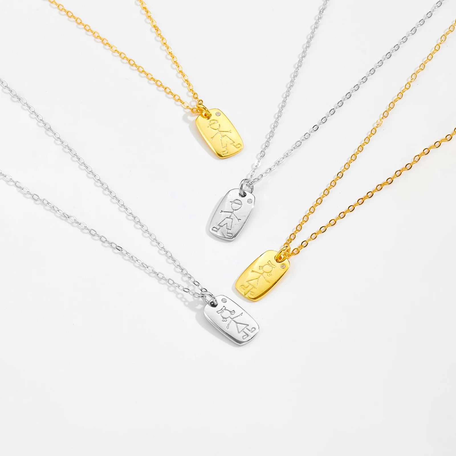 Motif Boy Girl Pendant Necklace