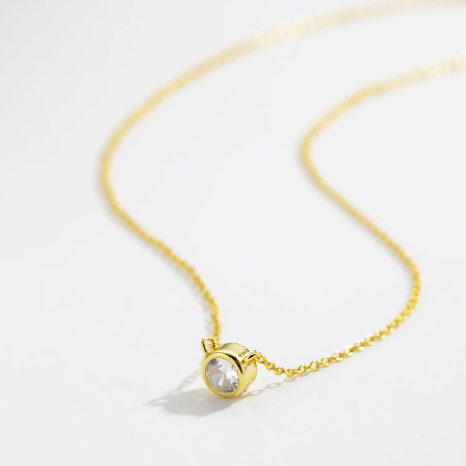 Solitaire 4mm Cubic Zirconia Pendant Necklace