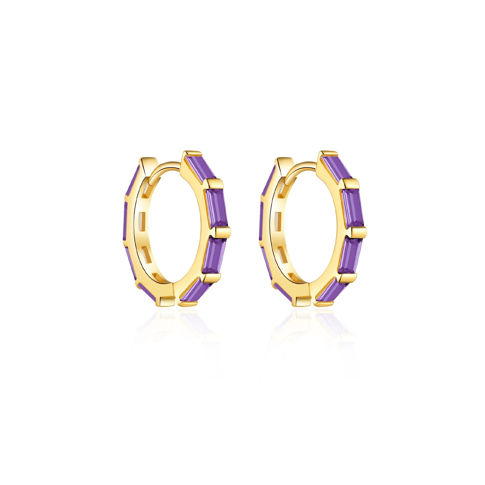 Geometric Crystal Huggie Hoop Earrings