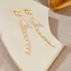 Geometric Crystal Long Drop Earrings