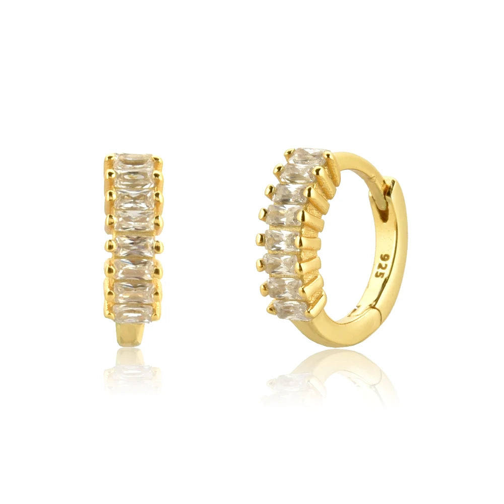 Square Crystal Huggie Hoop Earrings