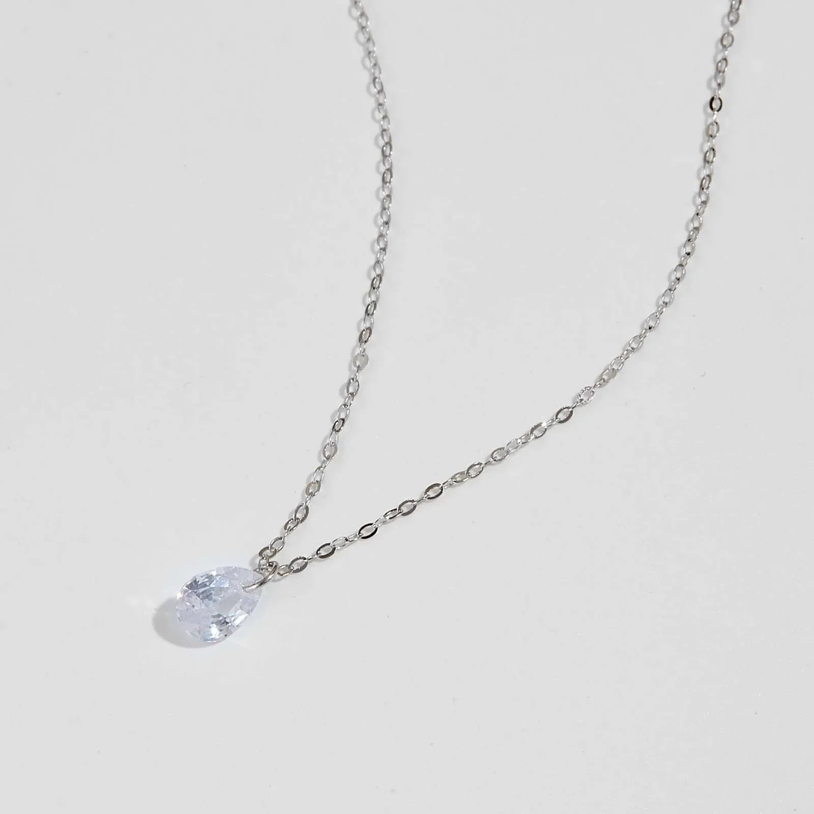 Floating Shiny Waterdrop Pendant Necklace