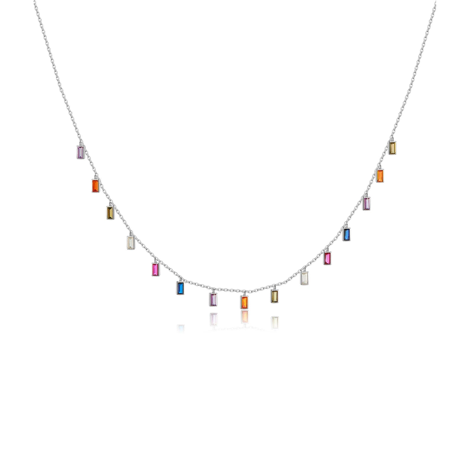 Square Rainbow Rain Necklace