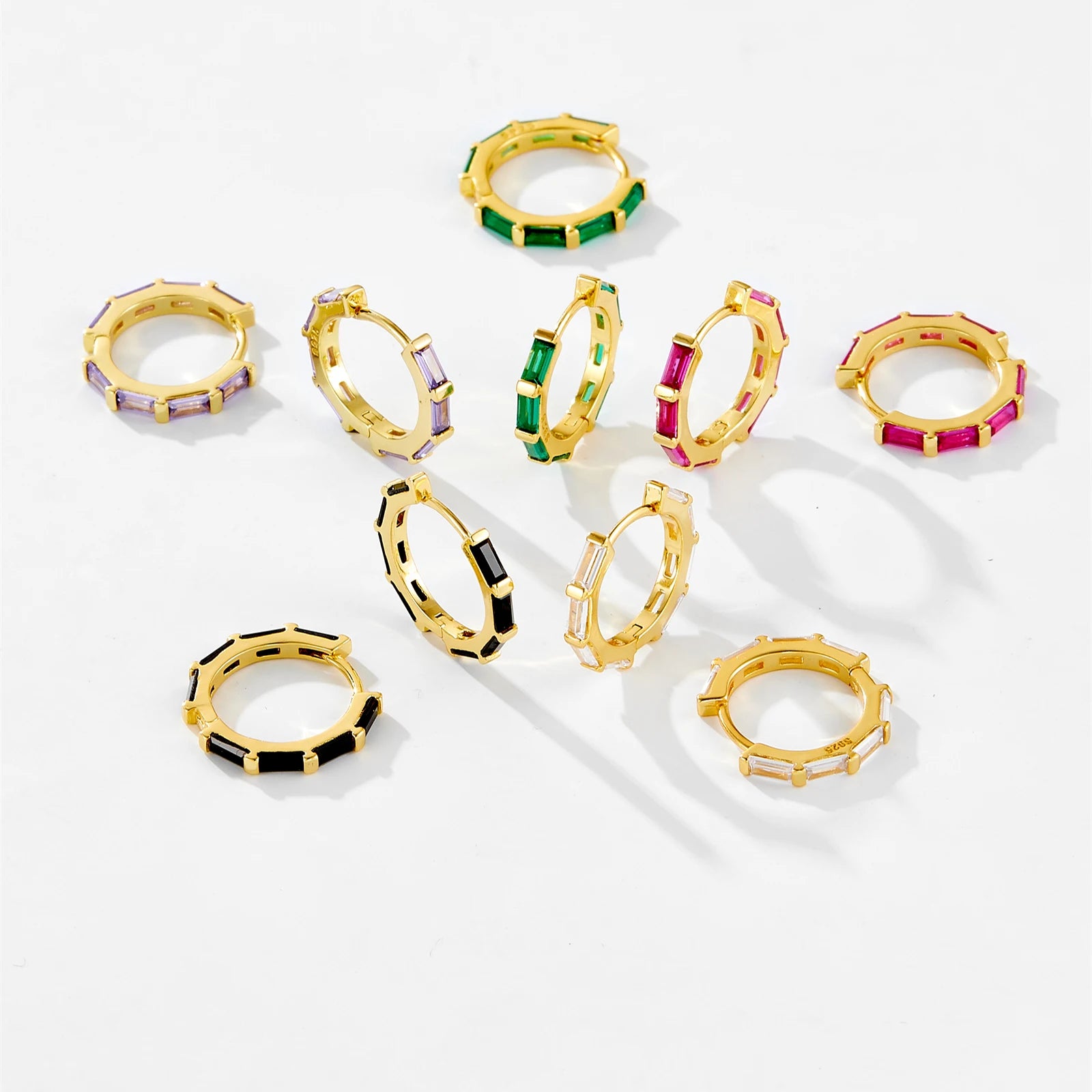 Geometric Crystal Huggie Hoop Earrings