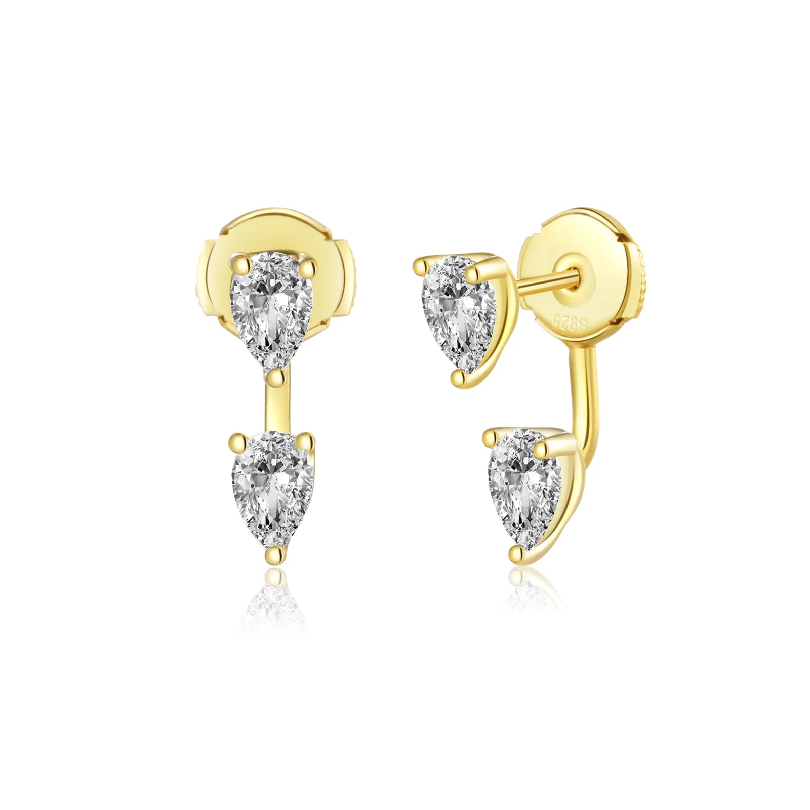 Two Water Drops Crystal Ear Jacket Earrings