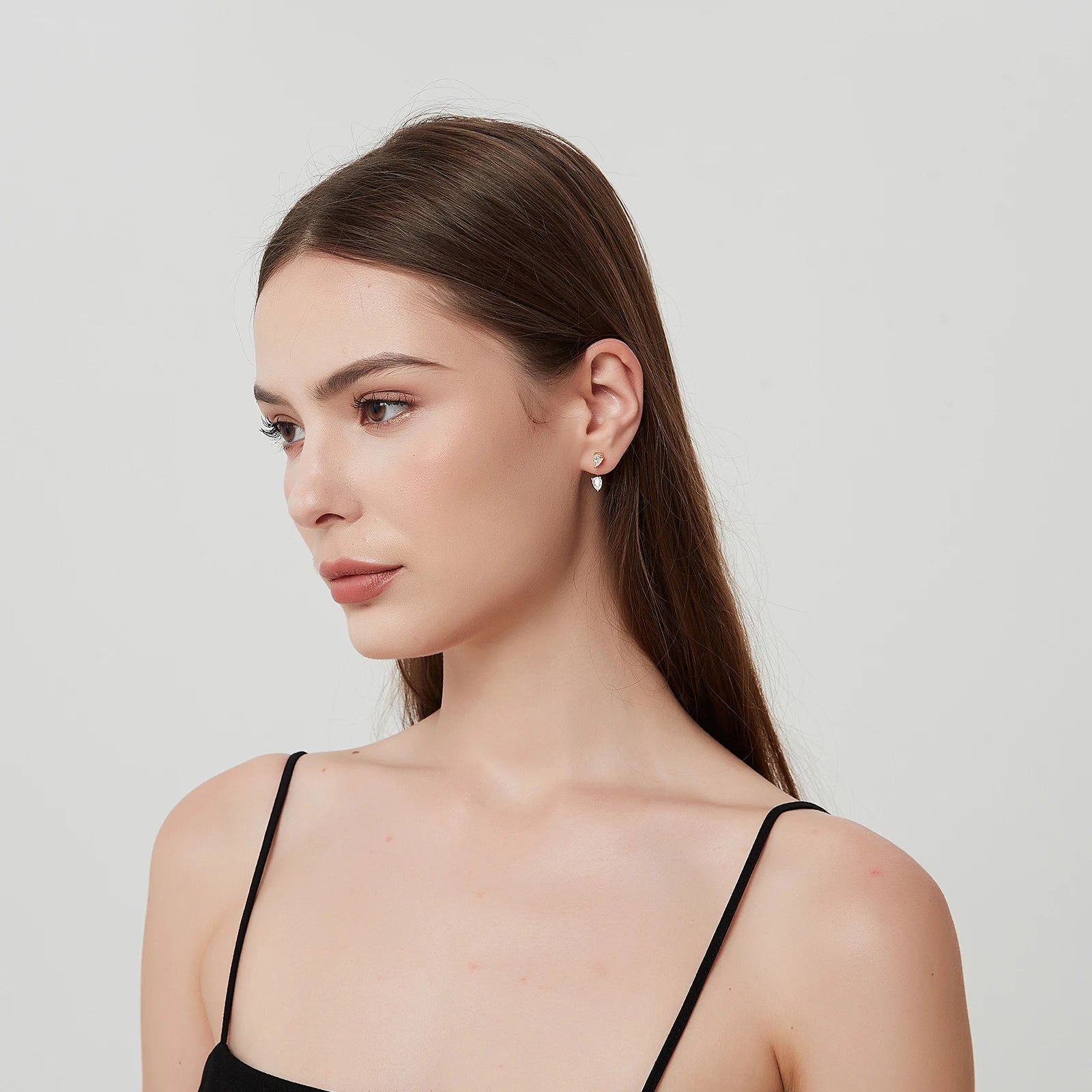 Two Water Drops Crystal Ear Jacket Earrings