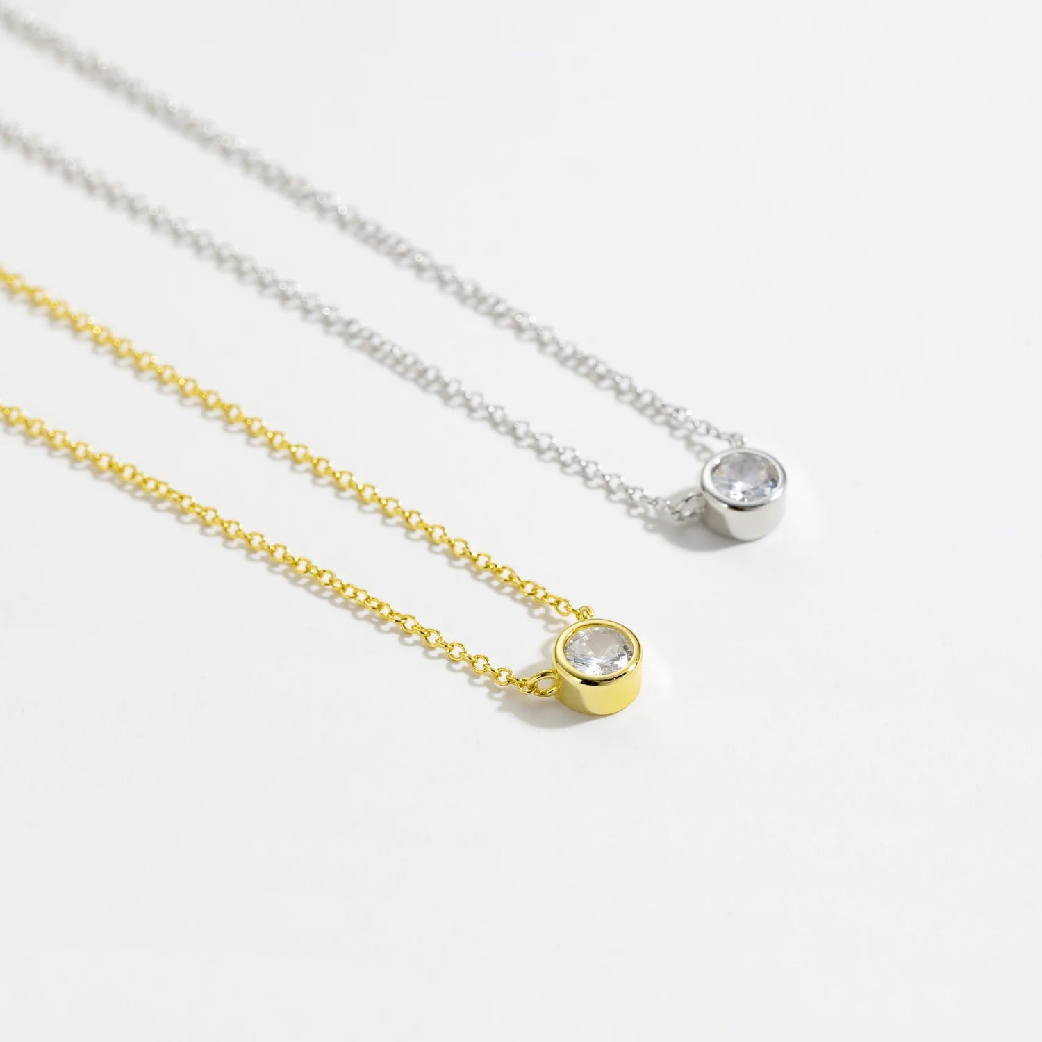 Solitaire 4mm Cubic Zirconia Pendant Necklace