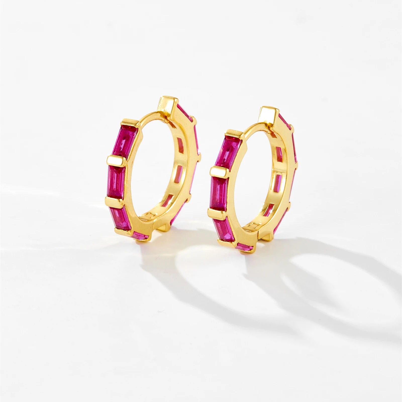 Geometric Crystal Huggie Hoop Earrings