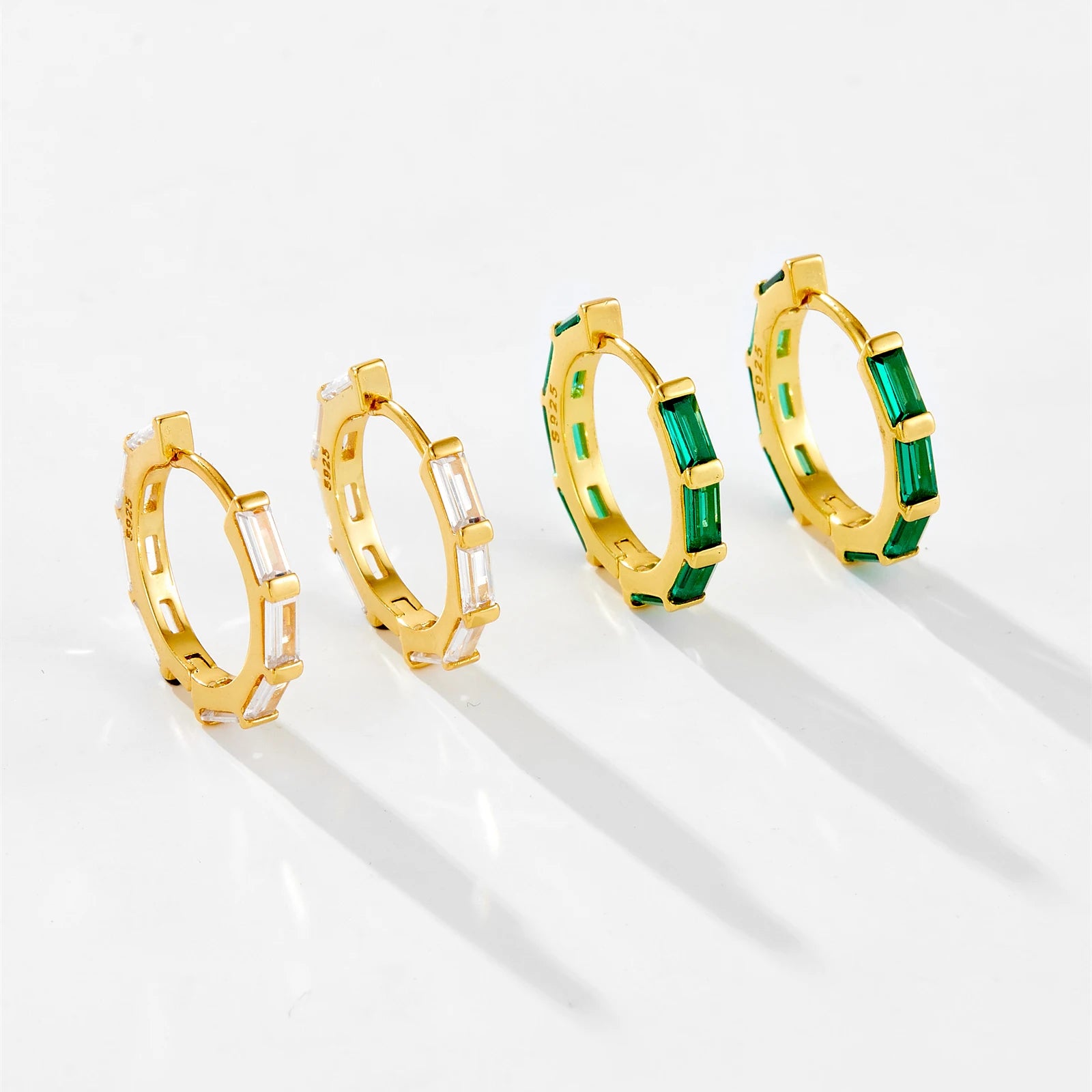 Geometric Crystal Huggie Hoop Earrings