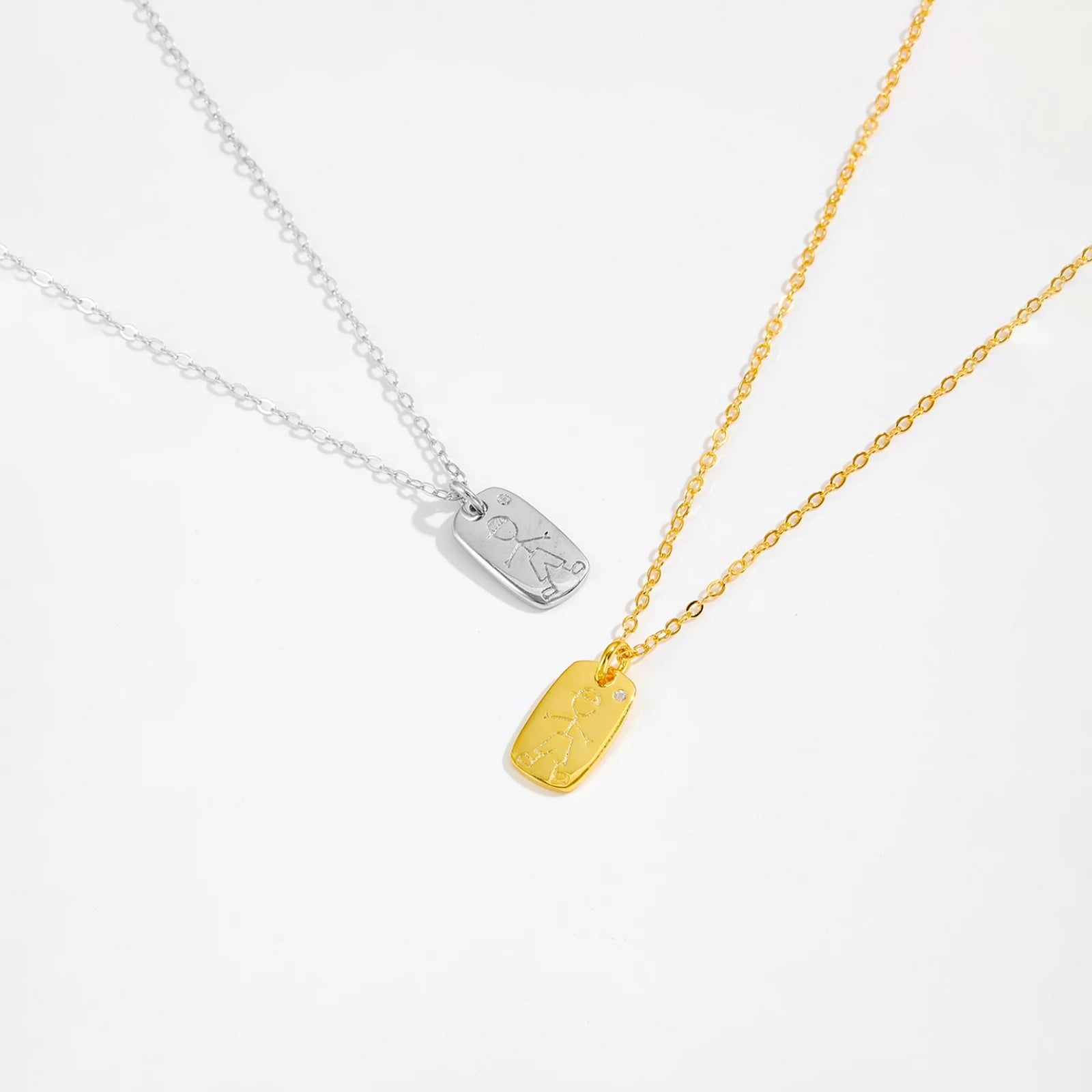 Motif Boy Girl Pendant Necklace