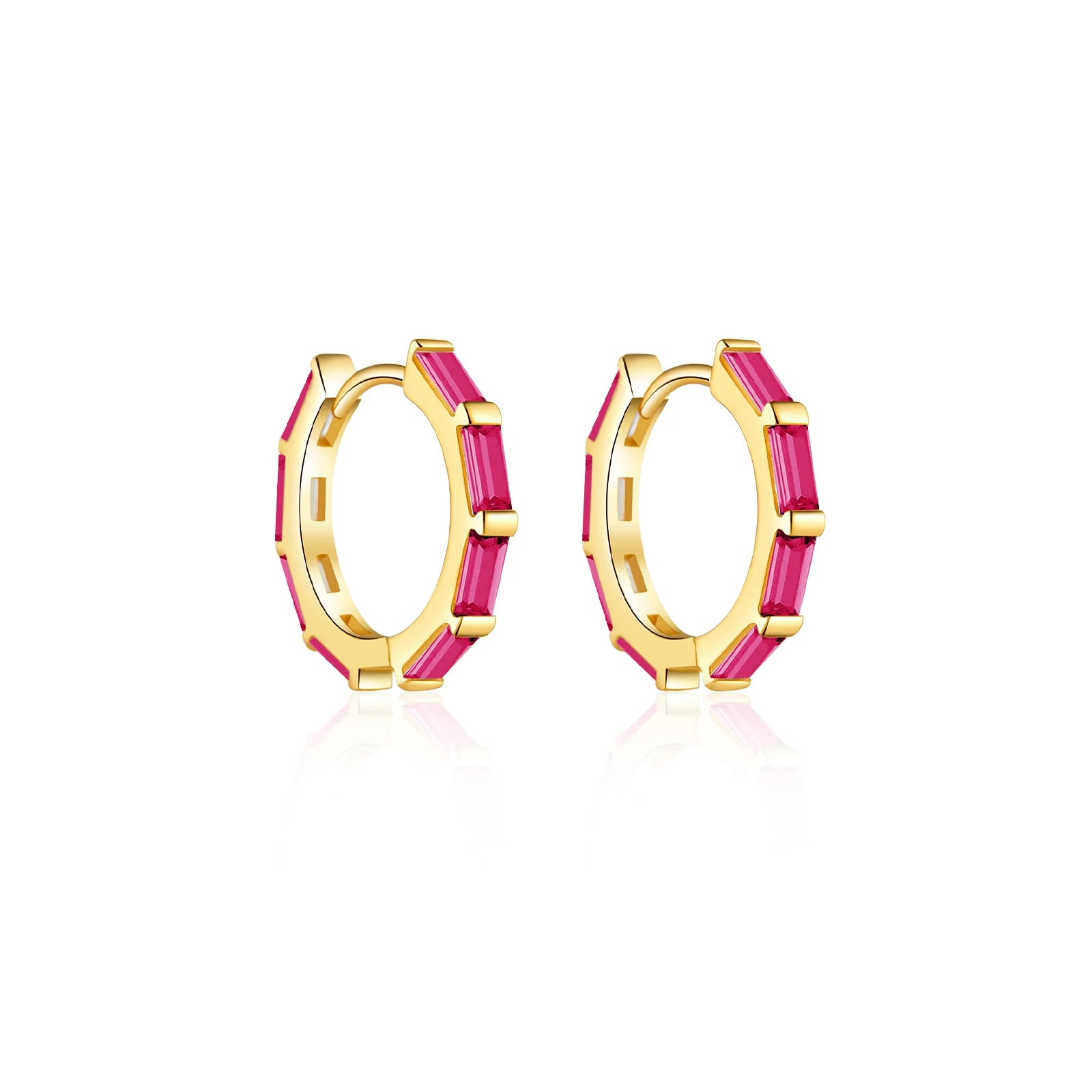 Geometric Crystal Huggie Hoop Earrings