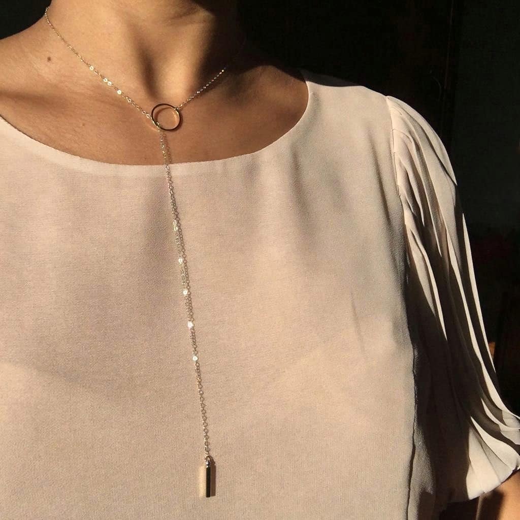 Cirlce & Bar Lariat Necklace