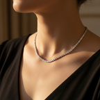 Lifestyle close-up of Moissanite Riviera Necklace