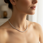 Lifestyle profile view of Moissanite Riviera Necklace