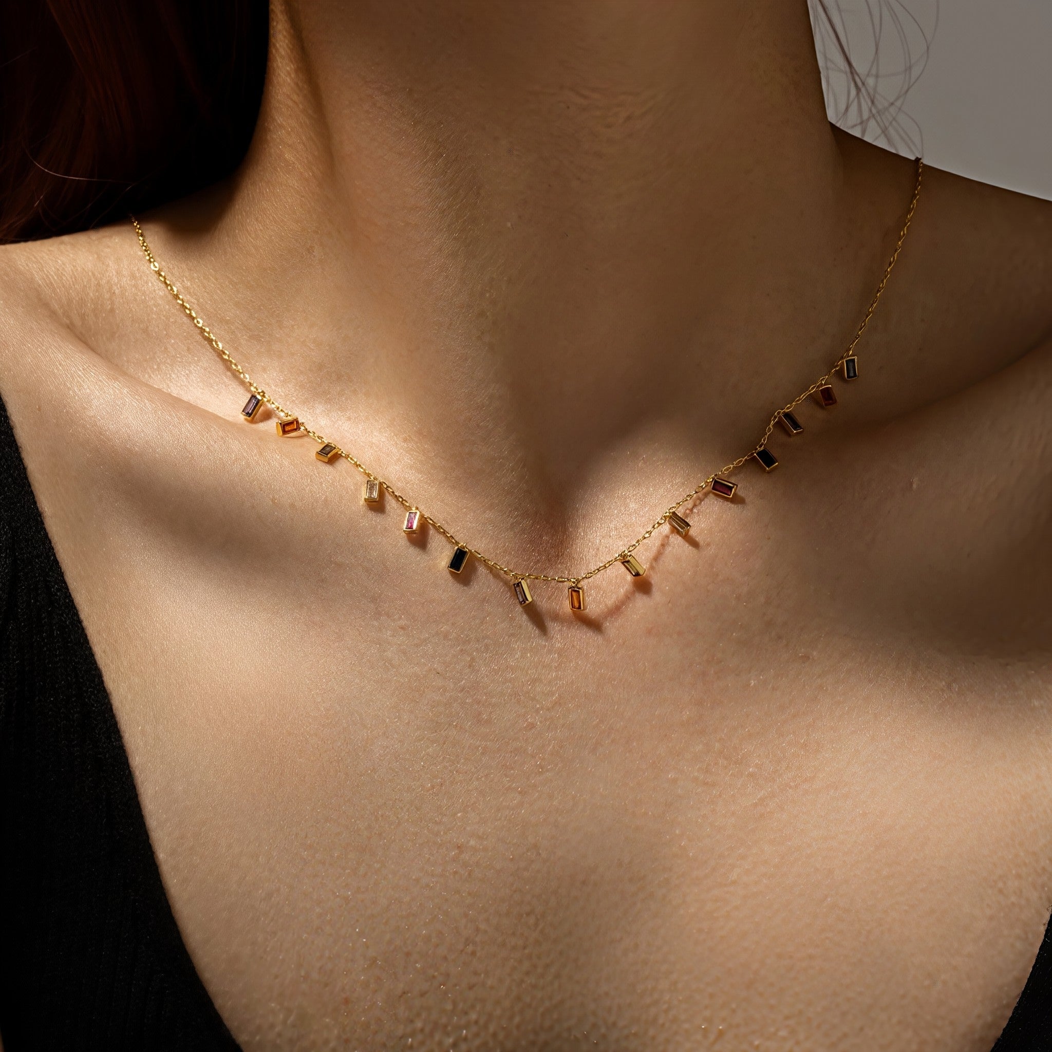 Square Rainbow Rain Necklace