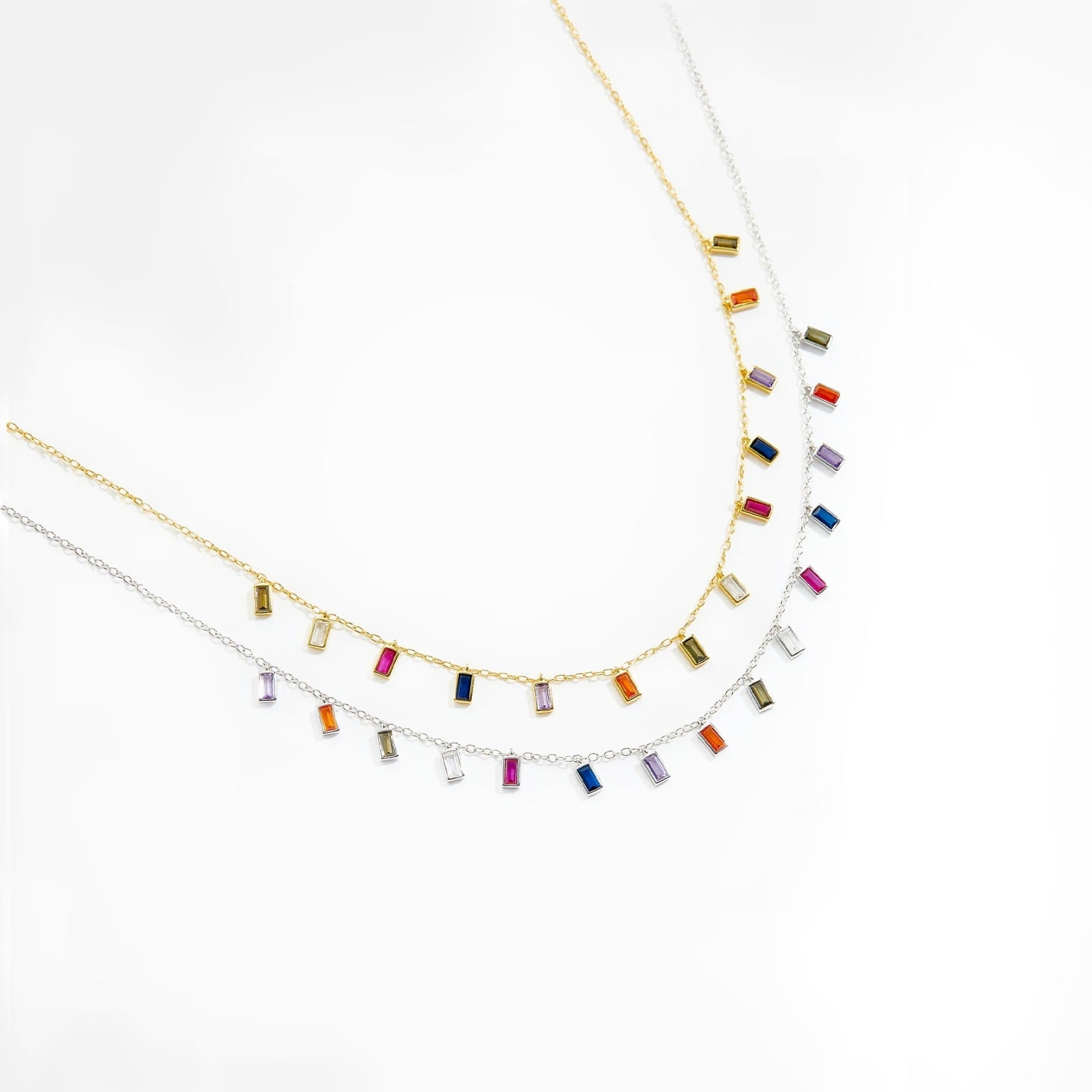 Square Rainbow Rain Necklace